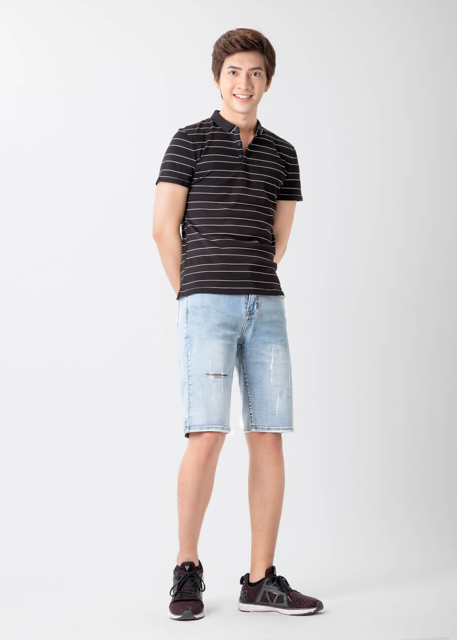 collared tshirt with nautical stripe