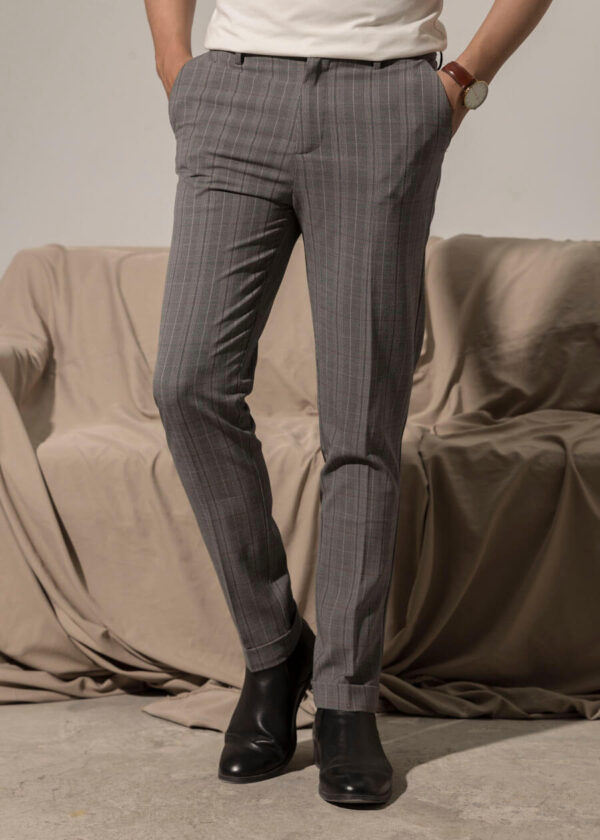 checkered slim fit trousers qt